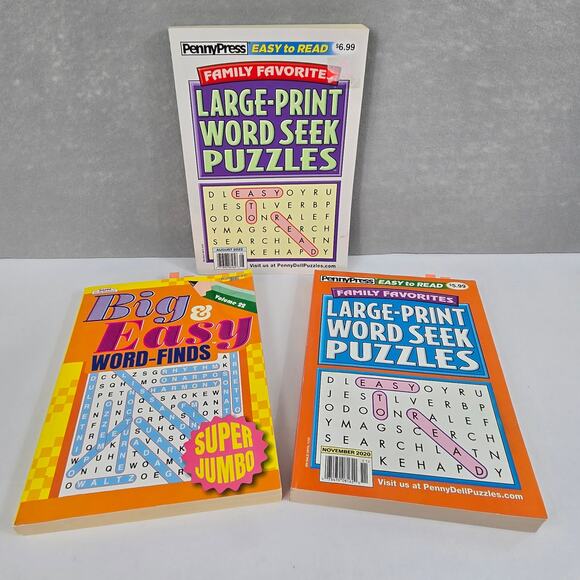 Penny Press & Kappa Large Print Word Seek Puzzle Books - Set of 3 (New & Used) - Picture 1 of 10
